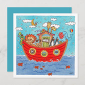 Personalised Noah's Ark Birthday Invitation (正面/裏面)