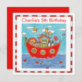 Personalised Noah's Ark Birthday Invitation (正面/裏面)