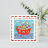 Personalised Noah's Ark Birthday Invitation (スタンド正面)