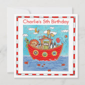 Personalised Noah's Ark Birthday Invitation (正面)