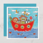 Personalised Noah's Ark Birthday Invitation (正面/裏面)