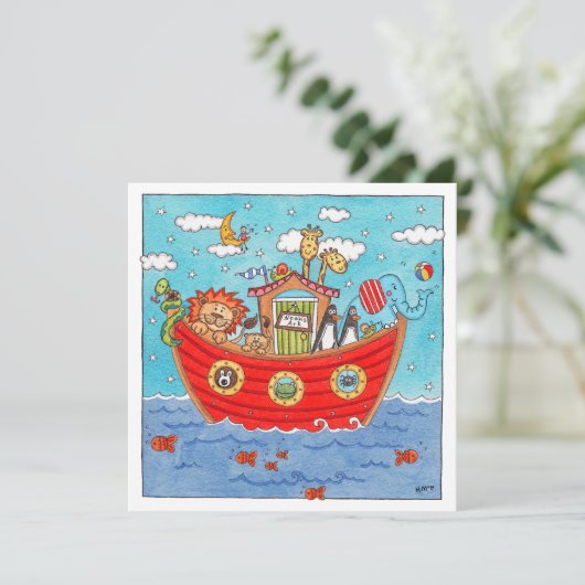Personalised Noah's Ark Birthday Invitation (スタンド正面)