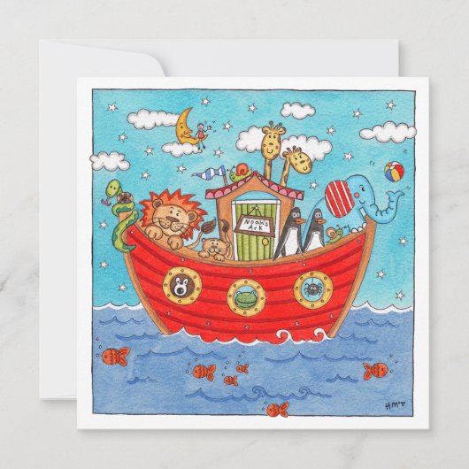 Personalised Noah's Ark Birthday Invitation (正面)