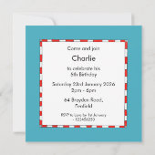 Personalised Noah's Ark Birthday Invitation (裏面)