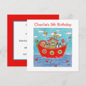 Personalised Noah's Ark Birthday Invitation (正面/裏面)