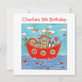 Personalised Noah's Ark Birthday Invitation (正面)