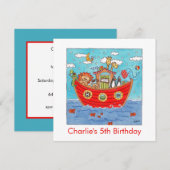Personalised Noah's Ark Birthday Invitation (正面/裏面)