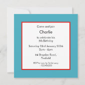 Personalised Noah's Ark Birthday Invitation (裏面)