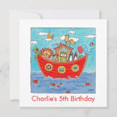 Personalised Noah's Ark Birthday Invitation (正面)