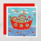 Personalised Noah's Ark Birthday Invitation (正面/裏面)