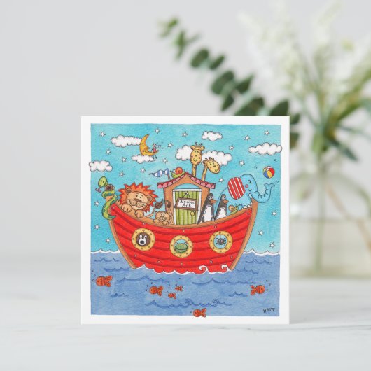 Personalised Noah's Ark Birthday Invitation (スタンド正面)