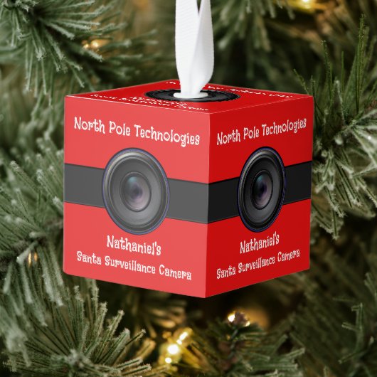 Personalised Novelty Santa Camera Cube Ornament キューブオーナメント (ツリー)