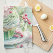 Personalised Pastel Pink & Green Christmas Kitchen キッチンタオル (四つ折り)