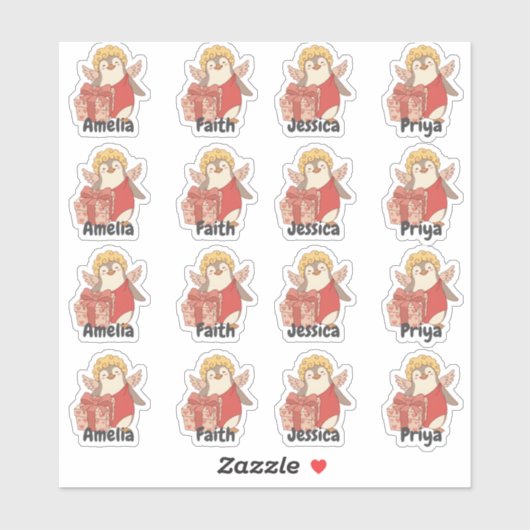 Personalised Penguin Cupid Sticker Pack シール (シート)