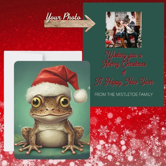 Personalised Photo | 気まぐれなブラウン・カエルのクリスマス シーズンカード
