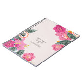 PERSONALISED Pink Abstract Flowers Notebook ノートブック (左側)
