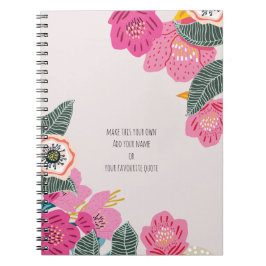 PERSONALISED Pink Abstract Flowers Notebook ノートブック