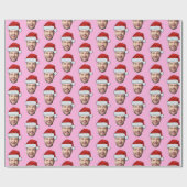 Personalised Pink Face Santa Hat Gift Wrap ラッピングペーパー (フラット)