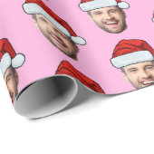 Personalised Pink Face Santa Hat Gift Wrap ラッピングペーパー (ロールコーナー)