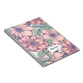 PERSONALISED Pink Flower Pattern Notebook Journal ノートブック (右側)
