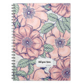 PERSONALISED Pink Flower Pattern Notebook Journal ノートブック (正面)