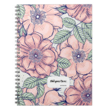 PERSONALISED Pink Flower Pattern Notebook Journal