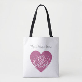 Personalised Pink Heart, Cute Custom Gift for her トートバッグ