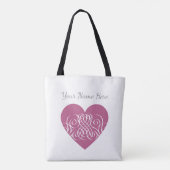 Personalised Pink Heart, Cute Custom Gift for her トートバッグ (裏面)
