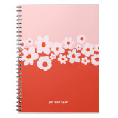PERSONALISED Pink Red Flower Pattern Notebook ノートブック (正面)