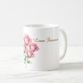 Personalised Pink Rose Floral Classic Mug コーヒーマグカップ (正面右)