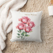 Personalised  Pink Rose Floral Throw Pillow Cover  クッション (ブランケット)