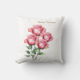 Personalised  Pink Rose Floral Throw Pillow Cover  クッション