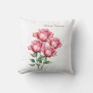 Personalised  Pink Rose Floral Throw Pillow Cover  クッション