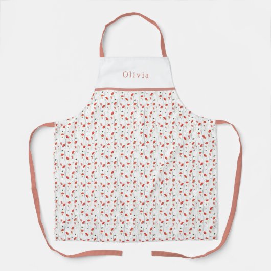 Personalised Pretty Poppy Pattern Apron エプロン (正面)
