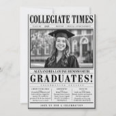 Personalised QR code Newspaper Graduation 招待状 (正面)