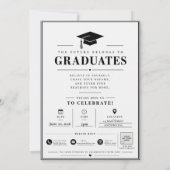 Personalised QR code Newspaper Graduation 招待状 (裏面)