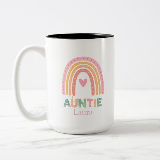 Personalised Rainbow Mug Gift for Auntie Best mug ツートーンマグカップ (左)