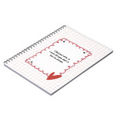 PERSONALISED Red Grid Pattern Notebook ノートブック (左側)