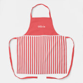Personalised Red Stripe Pattern Apron. エプロン (正面)