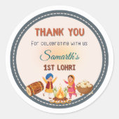 Personalised round Lohri-themed Sticker ラウンドシール (正面)
