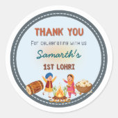Personalised round Lohri-themed Sticker ラウンドシール (正面)