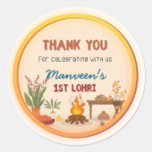 Personalised round Lohri-themed Sticker ラウンドシール (正面)