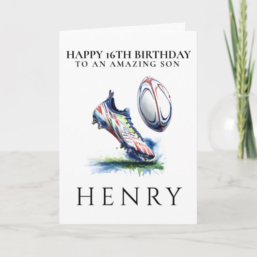 Personalised Rugby Birthday Card サンキューカード (正面)
