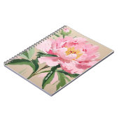 PERSONALISED Single Pink Peony Flower Notebook ノートブック (左側)
