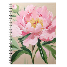 PERSONALISED Single Pink Peony Flower Notebook ノートブック