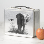 Personalised Splashing Elephant Lunch Tin/Box メタルランチボックス (インサイチュ)