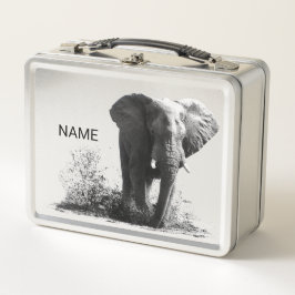 Personalised Splashing Elephant Lunch Tin/Box メタルランチボックス