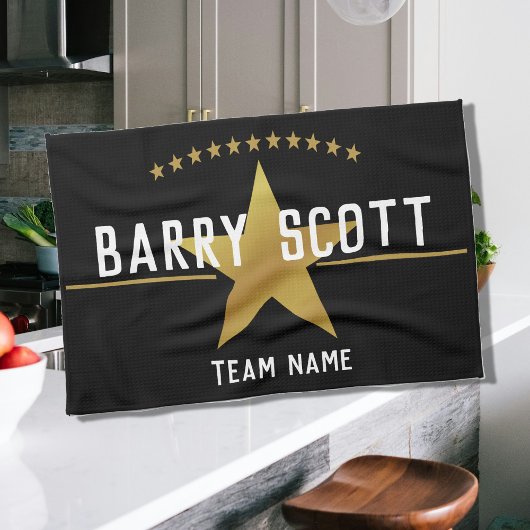 Personalised Sport Player Print – Gold Star Award  キッチンタオル