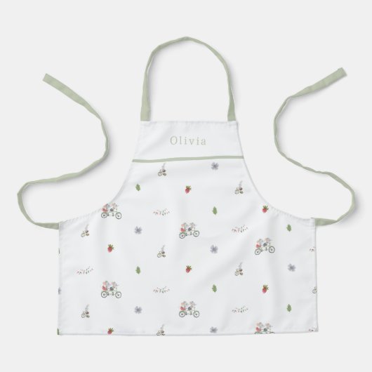 Personalised Spring Mice On A Bike Pattern Apron エプロン (正面)