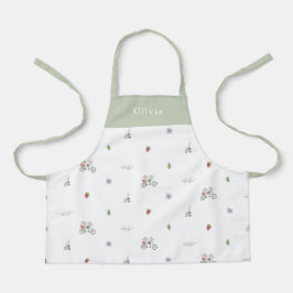 Personalised Spring Mice On A Bike Pattern Apron エプロン